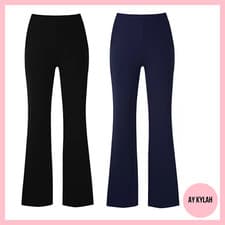 Image of Women's Petite Trousers Ladies Bootleg Pull On Rib Bottoms Extra Short Pants New