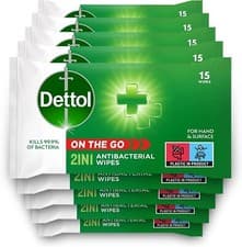 Image of Dettol 2-in-1 On-the-Go Wipes for Hands and Surfaces 9 x 15 wipes