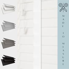 Image of MADE TO MEASURE FAUX WOOD TAPE VENETIAN BLINDS 50MM SLATS WHITE GREY