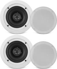 Image of Pair 6.5”/16.5cm Ceiling Wall Mount Speakers, 2-Way Midbass Woofer Speaker, 1/2'