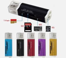 Image of USB Memory Card Reader Adapter All In One for Micro SD MMC SDHC TF M2 MS Duo