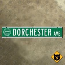 Image of Boston Massachusetts Dorchester Avenue street road sign city seal 27x5