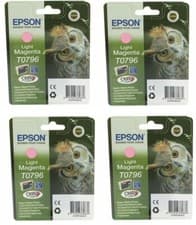 Image of 4 X Genuine Epson T0796 Light Magenta Owl Claria Ink Cartridge StylusPhoto 2022+