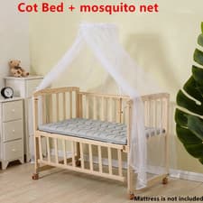 Image of Nisorpa Wooden Baby Cot Bed+Mosquito Net