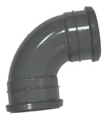 Image of FLOPLAST 110mm Ring Seal Soil 92.5 Degree Double Socket Bend - Grey
