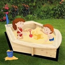 Image of Kids Boat Sandpit with Seating and Cover