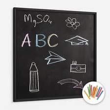 Image of Chalkboard School Blackboard Decorative Board Modern Black Frame Set with Chalk