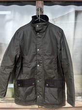 Image of Barbour men’s Medium Modern Border Waxed Jacket -  Brown. Brand New With Tags