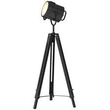 Image of HOMCOM Vintage Tripod Floor Lamp Wooden Searchlight with Adjustable Height