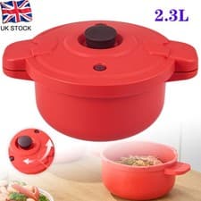 Image of 2.3L Microwave Pressure Cooker with Locking Lid Easy Operation Kitchen Tool Red