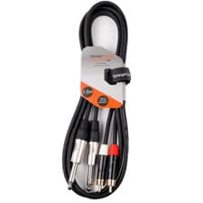 Image of Twin 6.35mm Mono Jack Plug to Twin Male RCA Phono Plugs 1.5m 3.0m 5.0m Versions