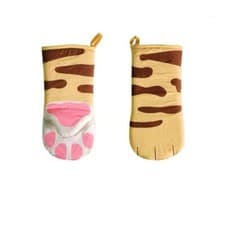 Image of Cat Paws Oven Mitts Cartoon Baking Gloves Anti-Scald Kitchen Handschoen