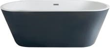 Image of Stone Grey Double Ended Freestanding Oval Bath 1695x750mm Chrome Overflow