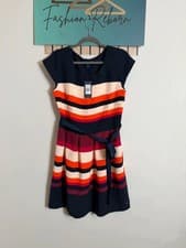 Image of Tommy Hilfiger Striped multicolour Cap Sleeve Dress size 10 NEW #0077