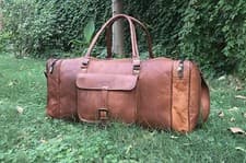 Image of QuaityHoldall Luggage Vintage Large Genuine Bag Leather Travel Duffle Weekend 