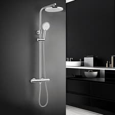 Image of Thermostatic Shower Set 25cm Rainfall Head 3 Mode Handset Chrome