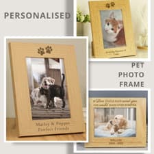 Image of Personalised Pet Photo Frame Custom Text Dog Cat Rabbit Pet Gift Animal Lover