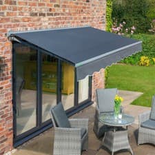 Image of Half Cassette Awning Manual Charcoal Cassette Garden Patio Sun Canopy Shade