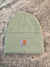 Image of Carhartt Hat Beanie A18 One Size Green Knit Cuffed Patch Logo Acrylic OS