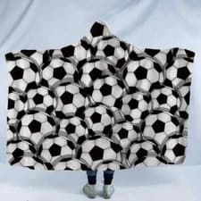 Image of A Lot Of Nice Football 3D Hooded Blanket Wearable Flannel Throw Blanket Cloak
