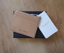 Image of New Ted Baker Unisex Camel Tan Leather Card Holder RRP £39
