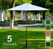 Image of 2.5m Wood Wooden Garden Parasol Sun Shade Patio Outdoor Umbrella Canopy New