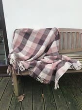Image of Large cotton brown check throw. 240cmx250cm