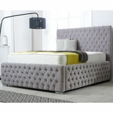 Image of Chesterfield Overall Gas Lift Up Fabric Ottoman Storage Bed Frame with Headboard