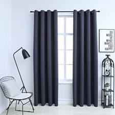 Image of Blackout Curtains with Metal Rings 2 pcs Anthracite 140x225 O7K5