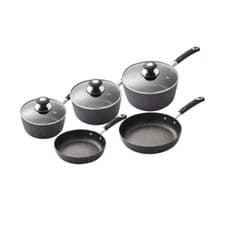 Image of Tower Precision 5 Piece Pan Sets Black, Non-Stick, Forged Aluminium T900110