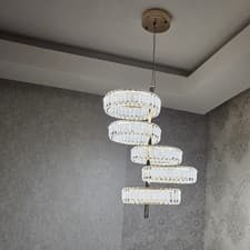 Image of Gold Crystallic Multi-Tier Round Pendant Chandelier – Modern Luxury Lighting