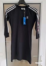 Image of Adidas Originals Womens Black 3 Stripe Midi Dress - UK Size 10 - BRAND NEW
