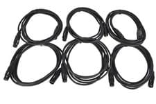 Image of 3m XLR Leads Pack of 6 Microphone Patch or Powered Speaker Pro OFC