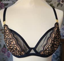 Image of Gossard Lace Bra Non Padded Underwired Black/Bronze 36DD