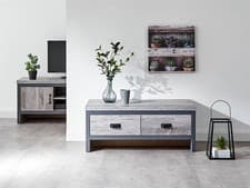 Image of Boston 2 Drawer Coffee Table in Grey
