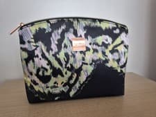 Image of XL Ted Baker Black Yellow Pink Wash Bag Toiletry Makeup Bag Rose Gold 25cm UK