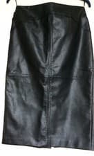 Image of OASIS Black Faux Leather Pencil Skirt UK Size 10 BNWT 