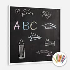 Image of Blackboard Chalkboard Set Memo Board Modern White Frame Set with Chalk