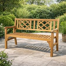 Image of Wooden Garden Bench Foldable 2 Seater Patio Outdoor Acacia Wood Seat Teak