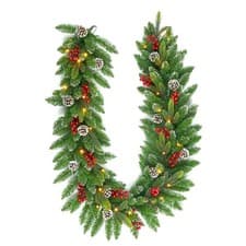Image of PreLit Christmas Garland Artificial Berry Frosted Pine Cone Home Door XMAS Decor