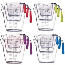 Image of Colourworks 3 Piece Acrylic Measuring Jug Set - Blue / Green / Red / Purple