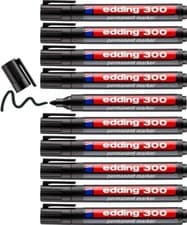 Image of Edding 300 Permanent Marker Pen 1.5-3mm Bullet Tip Black Pack of 10