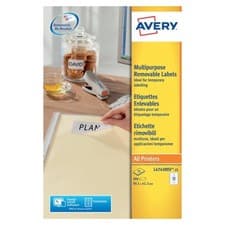 Image of Avery Multipurpose Mini Removable Label 99.1x42.3mm 12 Per A4 Sheet White