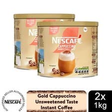 Image of Nescafe Gold Instant Coffee Granules 1kg Unsweetened Cappuccino, 2 Pack