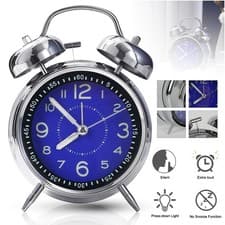 Image of Super Loud Alarm Clock Twin Bell Alarm Clock Non Ticking Quartz with Night Light