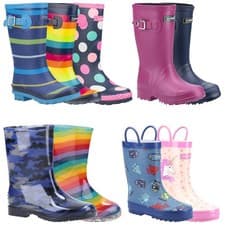Image of Cotswold Junior Wellingtons Waterproof Welly Boot Kids Farmyard Outdoors Splash