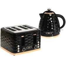 Image of HOMCOM Kettle and Toaster Set 1.7L Rapid Boil Kettle & 4 Slice Toaster Black