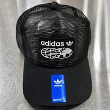 Image of Adidas Originals Worldwide Globe Box Logo A Frame Mesh Back Trucker Snapback Hat