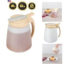 Image of Chef 101 32 Ounce All Purpose Syrup Dispenser, 1 Honey Dispenser - Beige Top,...
