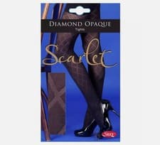 Image of New Ladies 'Scarlet By Silky' 1 Pair 70 Denier Geo Diamond Opaque Black Tights